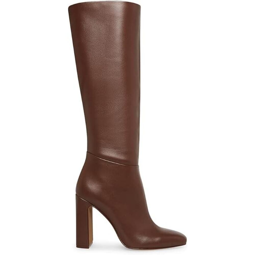 Steve Madden Women's Ally Knee High Block-Heel Dress Boots, Brown Size 7M